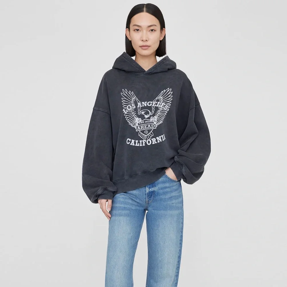 Anine Bing Black Graphic Hoodie - Picture 1 of 7